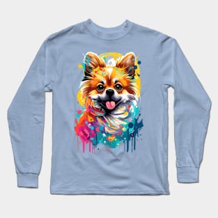 Pomeranian Colourful - Cute Pomeranian Pom Dog Spitz Long Sleeve T-Shirt